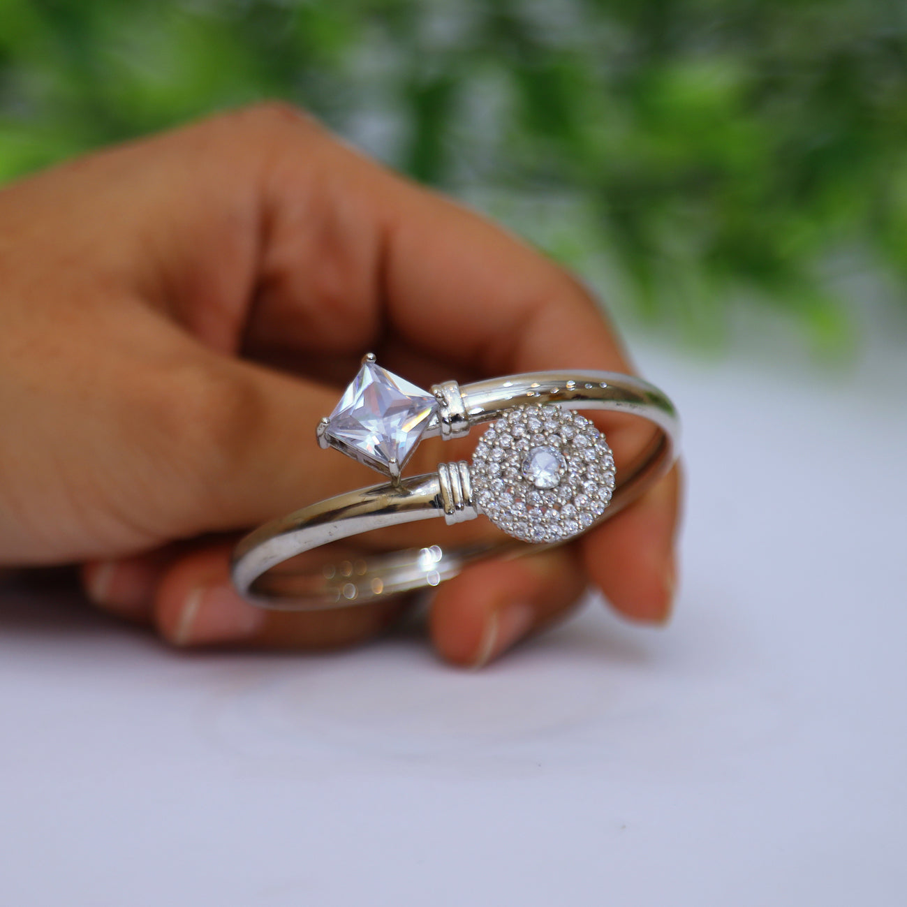 Stylish Stone Silver Bangles For Girls And Women With Adjustable Size. Wedding Jewellery /Indian style Bangles/Bangles/Jewellery for girls