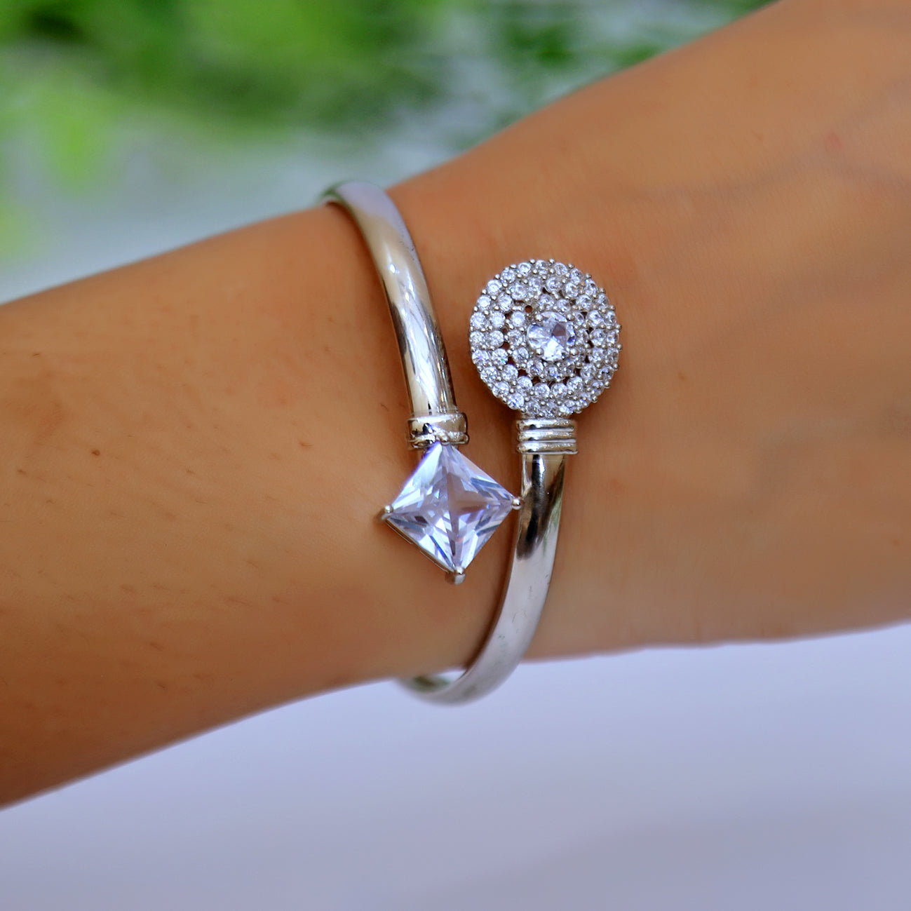 Stylish Stone Silver Bangles For Girls And Women With Adjustable Size. Wedding Jewellery /Indian style Bangles/Bangles/Jewellery for girls