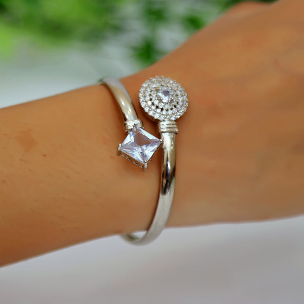 Stylish Stone Silver Bangles For Girls And Women With Adjustable Size. Wedding Jewellery /Indian style Bangles/Bangles/Jewellery for girls