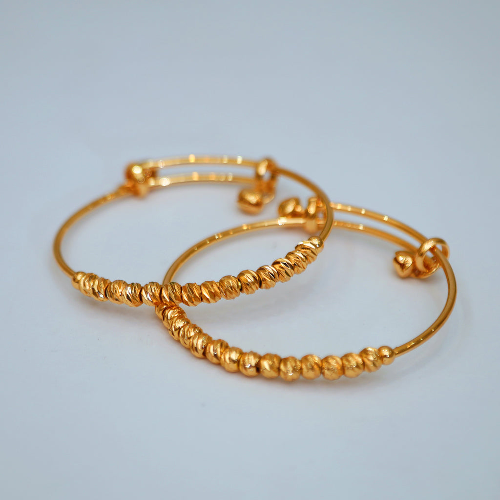 2 Pcs Gold Beaded Adjustable Bangles for Women & Girls