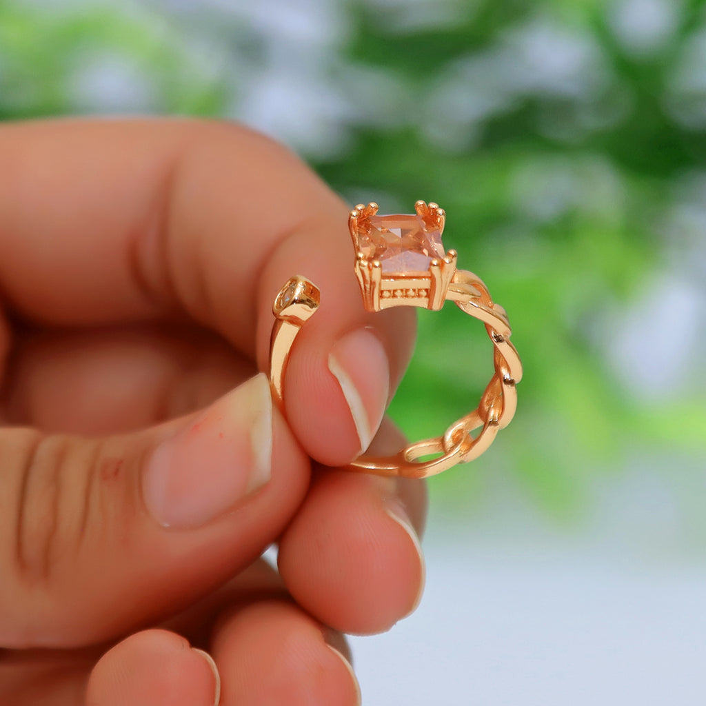 Stylish Golden Square Ring With stone For Girls/Women With Box Adjustable Size ./ classygems/Rings/Adjustable/ Jewellery for girls/ ring/weeding ring