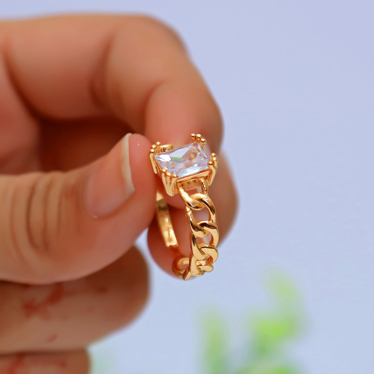 Stylish Golden Square Ring With stone For Girls/Women With Box Adjustable Size ./ classygems/Rings/Adjustable/ Jewellery for girls/ ring/weeding ring