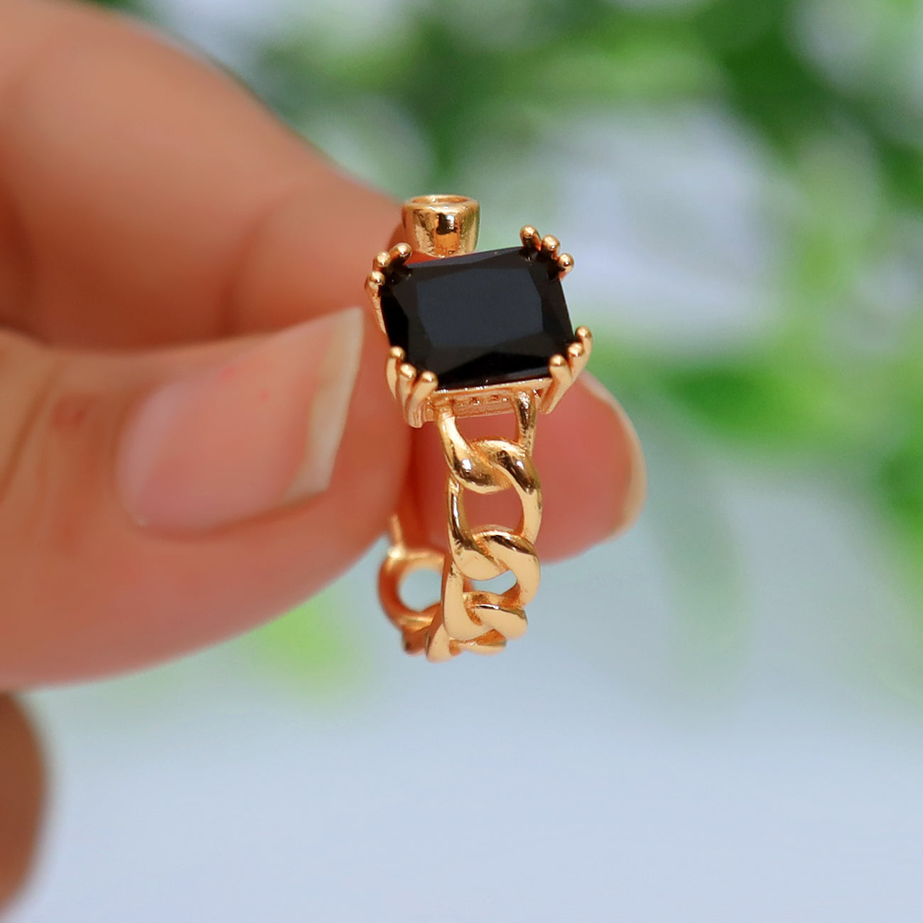 Stylish Golden Square Ring With stone For Girls/Women With Box Adjustable Size ./ classygems/Rings/Adjustable/ Jewellery for girls/ ring/weeding ring