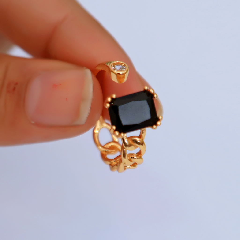 Stylish Golden Square Ring With stone For Girls/Women With Box Adjustable Size ./ classygems/Rings/Adjustable/ Jewellery for girls/ ring/weeding ring
