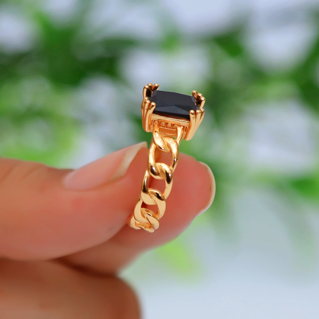 Stylish Golden Square Ring With stone For Girls/Women With Box Adjustable Size ./ classygems/Rings/Adjustable/ Jewellery for girls/ ring/weeding ring