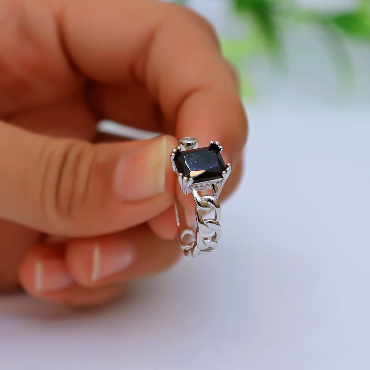 Stylish Silver Square Ring With Red stone For Girls/Women With Box Adjustable Size ./ classygems/Rings/Adjustable/ Jewellery for girls/ ring/weeding ring