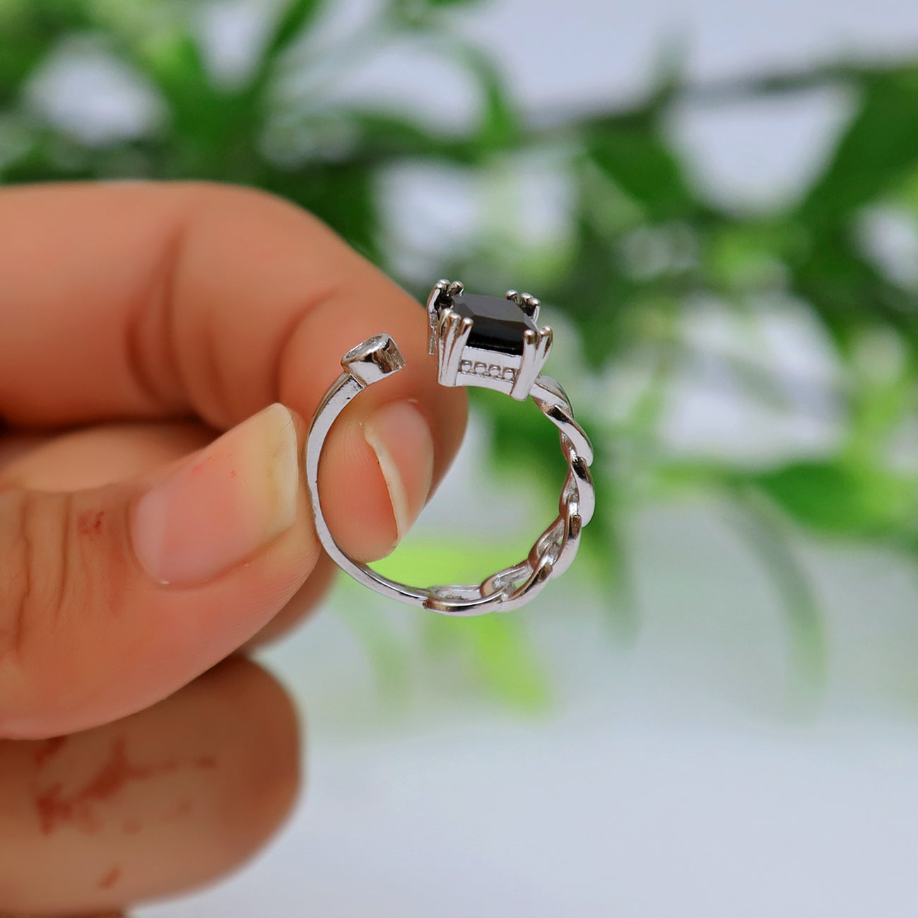 Stylish Silver Square Ring With Red stone For Girls/Women With Box Adjustable Size ./ classygems/Rings/Adjustable/ Jewellery for girls/ ring/weeding ring