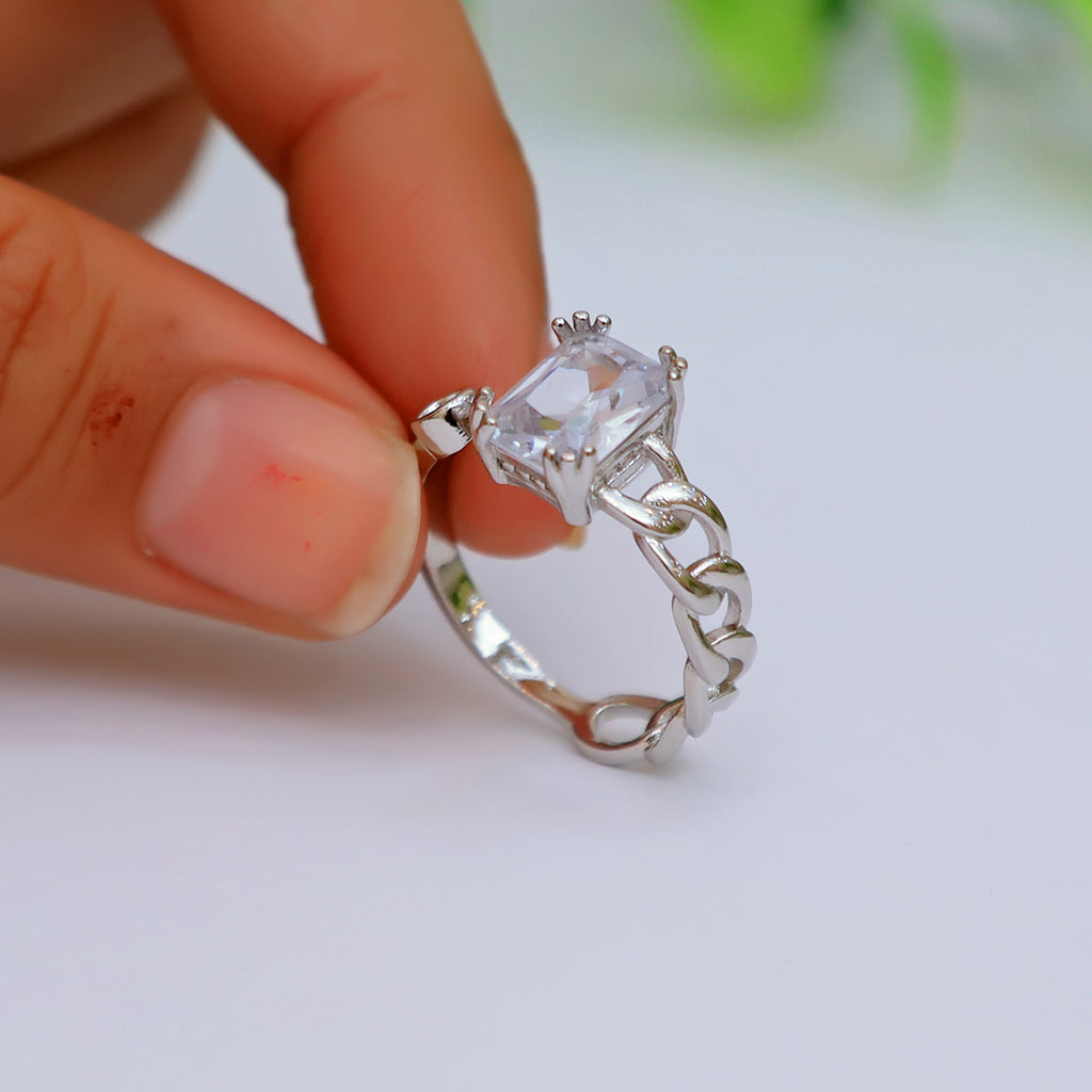 Stylish Silver Square Ring With Red stone For Girls/Women With Box Adjustable Size ./ classygems/Rings/Adjustable/ Jewellery for girls/ ring/weeding ring