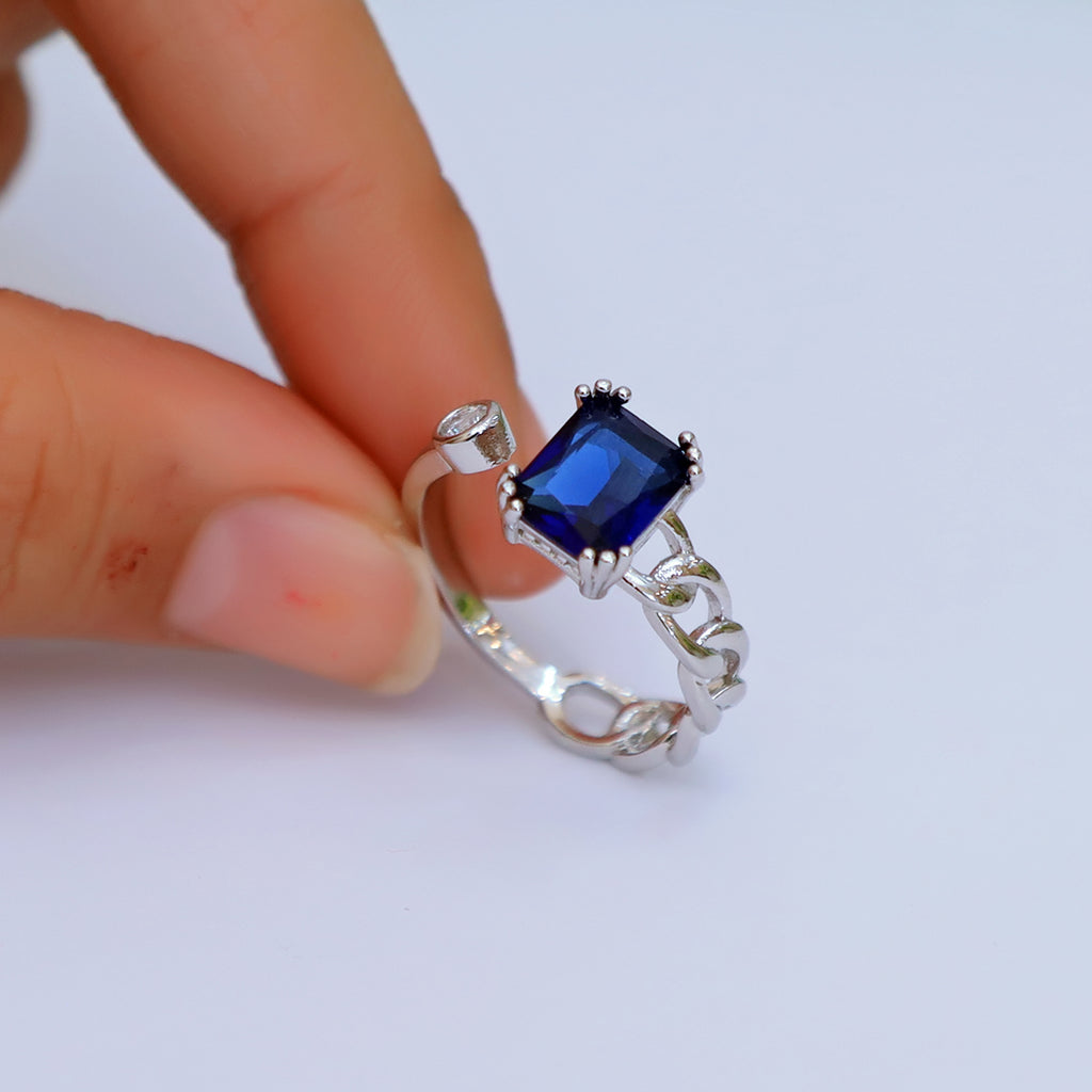 Stylish Silver Square Ring With Red stone For Girls/Women With Box Adjustable Size ./ classygems/Rings/Adjustable/ Jewellery for girls/ ring/weeding ring