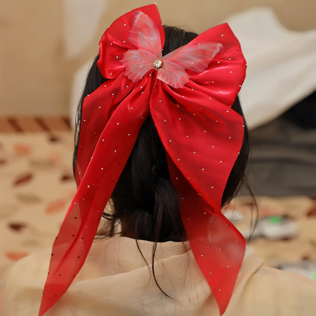 Bow Hair Clip for Girls & Women, Large Silk Ribbon, Fashion Hair Accessory
